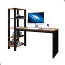 Ver imagem 2 de Mesa para Escritório com Estante Retangular Aleno Moderno sem Gavetas MDP 120cm Preto e Canela Art