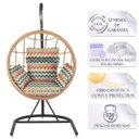 Ver imagem 2 de Balanço Suspenso Ninho em Aluminie Fibra Ráfia e Suporte U Preto, Tecido Impermeável - Z35