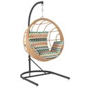 Ver imagem 1 de Balanço Suspenso Ninho em Aluminie Fibra Ráfia e Suporte U Preto, Tecido Impermeável - Z35
