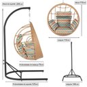 Ver imagem 5 de Balanço Suspenso Ninho em Aluminie Fibra Ráfia e Suporte U Preto, Tecido Impermeável - Z35