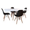 Ver imagem 1 de Conjunto de Mesa de Jantar Eames Eiffel Retangular 120x75 Tampo de Madeira Branco com 4 Cadeiras Pre