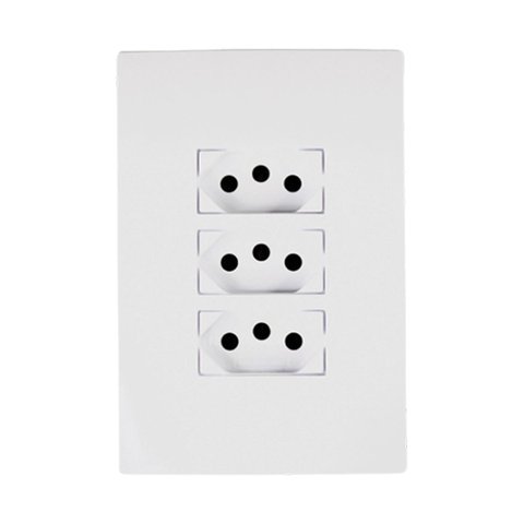 Tomada Elétrica Tripla Branca 20a Completa Linha I9 - Ilumi
