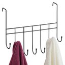 Ver imagem 1 de Porta Toalha 7 Ganchos Toalheiro Preto Suporte de Porta Box Sem Furo