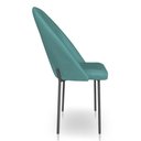 Ver imagem 5 de Kit 4 Cadeiras Poltrona de Jantar Ariel Suede Azul Turquesa Pés de Ferro Preto - Pallazio