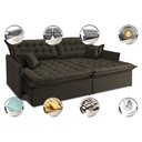 Ver imagem 3 de Sofá Cama Retrátil Reclinável 2.55m Cama Inbox Versátil com Pillow Top e Molas Velusoft Café