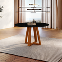 Ver imagem 1 de Mesa de Jantar Floripa 110cm Tampo Redondo Vidro Móveis Minas Preto