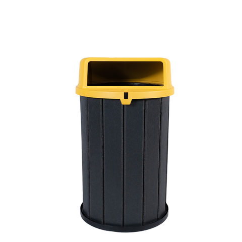 Lixeira Madeira Plástica 100 Litros - 70 Cm:cinza/amarelo