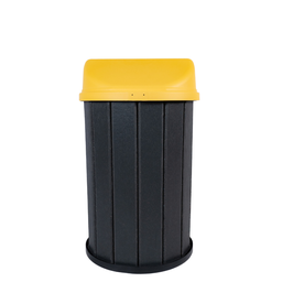 Lixeira Madeira Plástica 100 Litros - 70 Cm:cinza/amarelo - 3