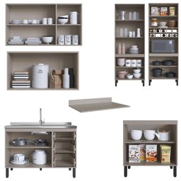 Cozinha Modulada Completa Cambará Quiditá 7 Peças Branco Grafite - 3