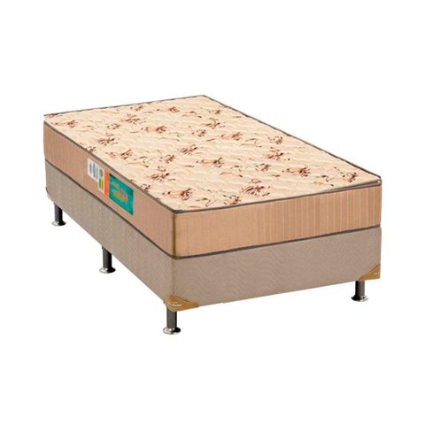 Cama Box Solteiro: Colchão Espuma Polar D33 Pérola + Base CRC Rústico Clean(88x188)