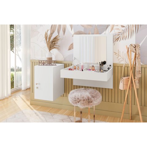 Camarim/Penteadeira Suspensa Diamante:Branco Fosco