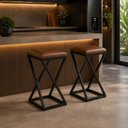 Ver imagem 2 de Kit 2 Banqueta Industrial 50 cm Moderno Cozinha Bancada Couro Sintético