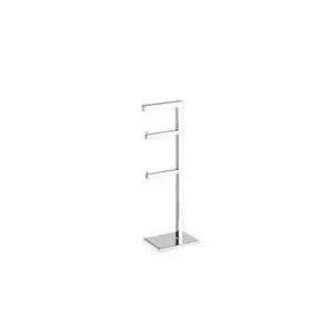 Papeleira Vertical Piso 2 Rolos Porta Papel Higiênico 50cm Banheiro Aço Inox Polido Brilhante Linha 