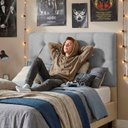 Ver imagem 5 de Cabeceira Painel Estofada Paris Suede Cinza Solteiro 90cm para Cama Box