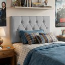 Ver imagem 1 de Cabeceira Painel Estofada Paris Suede Cinza Solteiro 90cm para Cama Box
