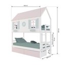 Ver imagem 3 de Beliche Casinha Bela com Coração 2 Gavetas Rosa - Madeira Maciça Branco/Rosa/Verde | Megamobilia