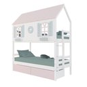 Ver imagem 2 de Beliche Casinha Bela com Coração 2 Gavetas Rosa - Madeira Maciça Branco/Rosa/Verde | Megamobilia