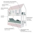 Ver imagem 4 de Beliche Casinha Bela com Coração 2 Gavetas Rosa - Madeira Maciça Branco/Rosa/Verde | Megamobilia