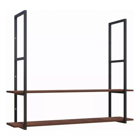 Prateleira Suspensa Estilo Industrial Ferro Preto