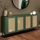 Ver imagem 1 de Buffet Mdf com Gaveta e Palha Natural L180 X A81,5cm Musgo/preto F831s