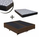 Ver imagem 1 de Cama Box Casal Bipartido Suede Marrom + Colchão Espuma D28 138x188x32