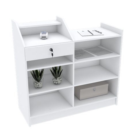 BALCÃO CAIXA COM FUNDO FECHADO M306.B (CAIXA, ATENDENTE, VENDAS) MUNDI MOVEIS