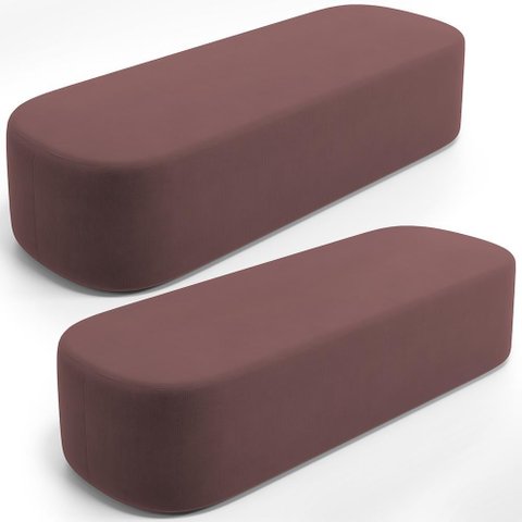 Kit 02 Puffs Decorativos Orgânicos para Living Quarto 140cm Doha W01 Suede Rosê - Lyam Decor