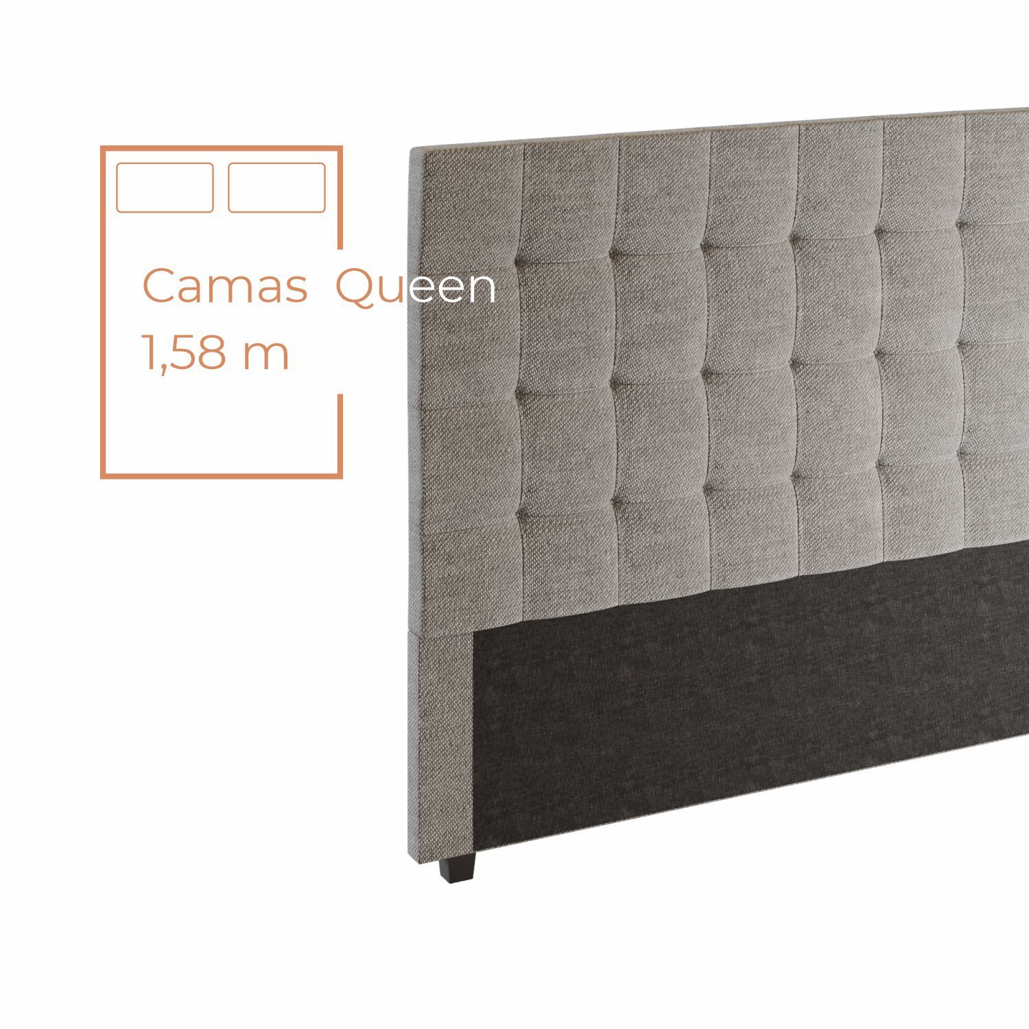 Cabeceira Para Cama Box Nala Babus Queen Estofadas em linho - 4