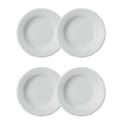 Jogo 4 Pratos Fundos Pomerode Brancos 24 Cm Porcelana Schmidt