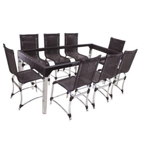 8 Cadeiras e Mesa de Jantar Haiti em Alumínio para Cozinha