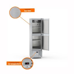 Mini Câmara 2 Portas Resfriados 335l Inox 0 a 7ºc Ar Forçado Motor Inferior Mcr2p - Refrimate - 4