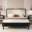 Ver imagem 1 de Cama Casal com Cabeceira Palhinha 138cm Moss A03 Nero - Lyam Decor