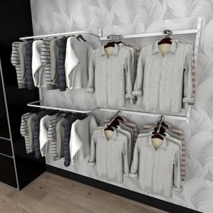 Arara de Roupas Closet Quarto com 11 Peças Cremalheira 200x100 Cm Cor Branco Modelo Clst1p123