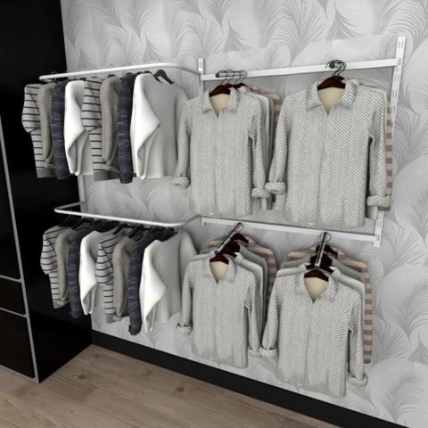 Arara de Roupas Closet Quarto com 11 Peças Cremalheira 200x100 Cm Cor Branco Modelo Clst1p123