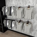 Ver imagem 1 de Arara de Roupas Closet Quarto com 11 Peças Cremalheira 200x100 Cm Cor Branco Modelo Clst1p123
