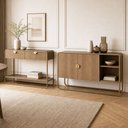Ver imagem 1 de Kit Balcão Buffet e Aparador para Sala de Jantar Industrial Alek A03 Hanover Dourado - Lyam Decor