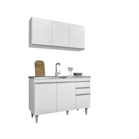 Kit de Cozinha Melissa 120cm 6 Portas 2 Gavetas Branco Maderatto Móveis