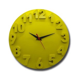 Relógio de Parede Redondo Alto Relevo 3d 30cm Delta Phr001 Amarelo