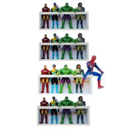 Kit 4 Nichos Para Guardar Bonecos Super heróis Prateleira De Brinquedos Quarto Criança 55cm - 1
