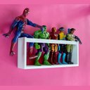 Ver imagem 3 de Kit 4 Nichos Para Guardar Bonecos Super heróis Prateleira De Brinquedos Quarto Criança 55cm