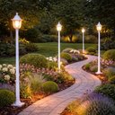 Ver imagem 4 de Kit 4 Postes para Jardim Luminária Externa de Chão 1,7m Alumínio Branco Clássico Bivolt Modena