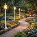 Ver imagem 5 de Kit 4 Postes para Jardim Luminária Externa de Chão 1,7m Alumínio Branco Clássico Bivolt Modena