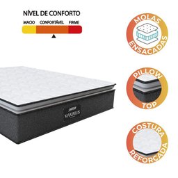 Colchão Casal Queen Molas Ensacadas Pillow Top Maximus 158x198x28cm Cinza/branco Gazin - 2