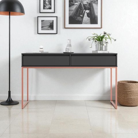 Aparador Buffet Industrial 2 Gavetas MDP 110cm Preto Cobre Metalic Casah