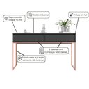 Ver imagem 5 de Aparador Buffet Industrial 2 Gavetas MDP 110cm Preto Cobre Metalic Casah