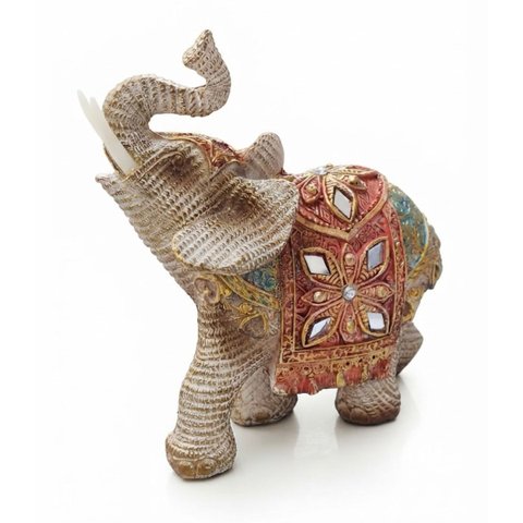 Elefante Decorativo de Resina Estatueta Sofisticada 12,5cm