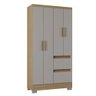 Guarda Roupa Solteiro 4 Portas 2 gavetas Off-white MDP Nápoles Poquema Móveis - 6