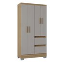 Ver imagem 6 de Guarda Roupa Solteiro 4 Portas 2 gavetas Off-white MDP Nápoles Poquema Móveis