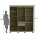 Ver imagem 4 de Guarda-Roupa Casal Ripado com 6 Portas e 2 Gavetas York Marrom/Freijó/Off White