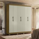 Ver imagem 1 de Guarda-Roupa Casal Ripado com 6 Portas e 2 Gavetas York Marrom/Freijó/Off White